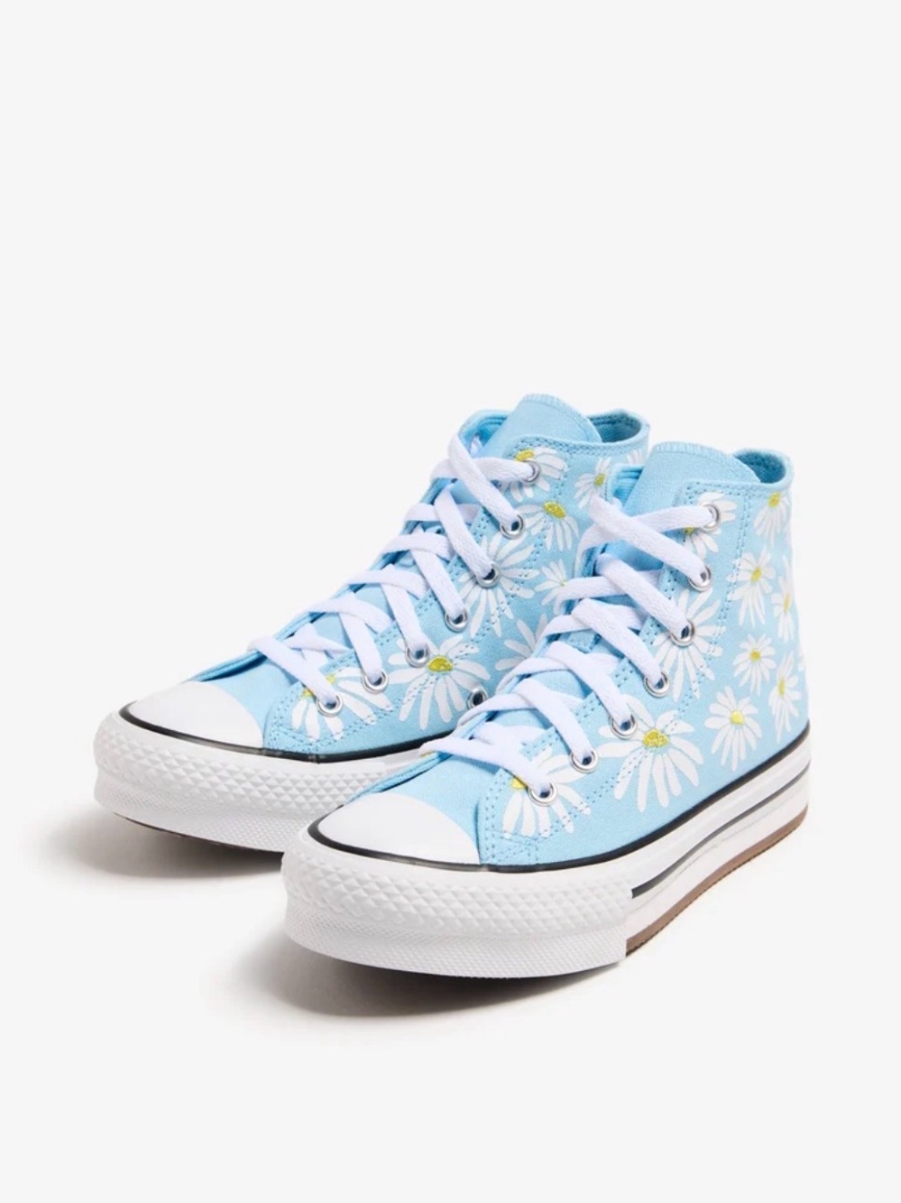 Light Blue Daisy High-Top Women's Sneakers